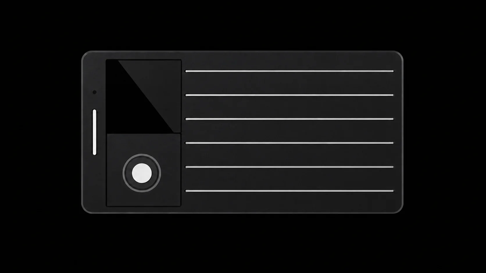 Pocket Guitar joystick, screen, and six strings